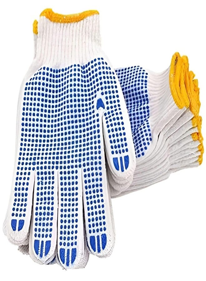 Veltrix - 1 Pair Cotton PVC Dotted Hand Gloves | Washable & Reusable | For Kitchen, Gardening, Industrial, Agricultural & Construction Use | Better Grip for Material Handling & Safety - Image 3